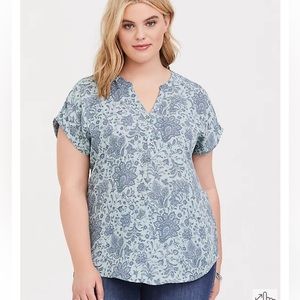 Torrid Blue Paisley Georgette Dolman Blouse Size 2